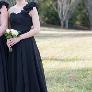 Women’s Black One Shoulder Formal Bridesmaid Dress